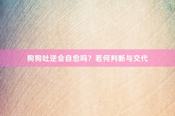 狗狗吐逆会自愈吗？若何判断与交代